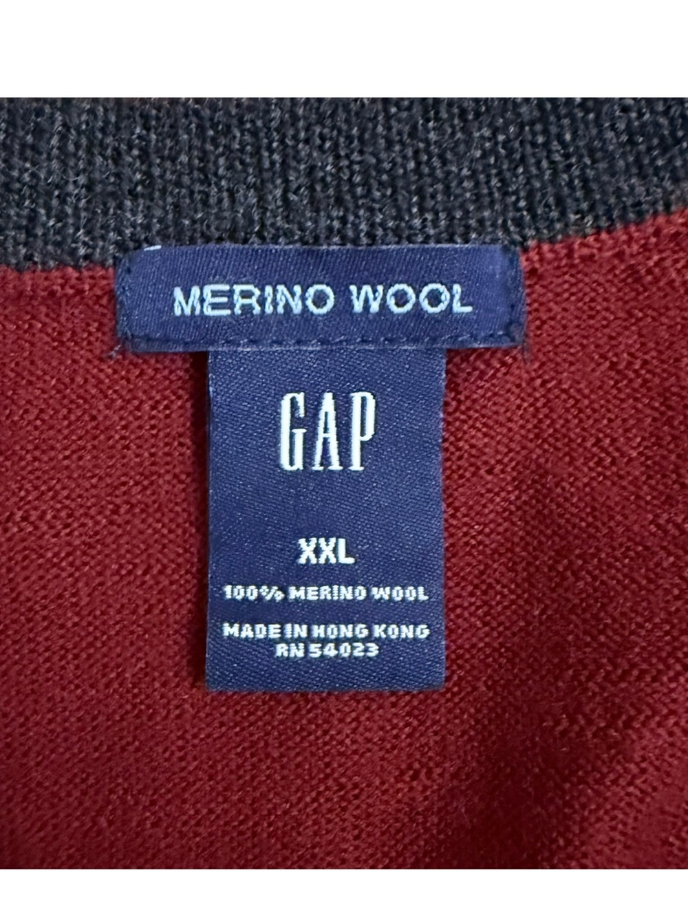 Vintage Gap Y2K Merino Wool Knit Pullover Sweater Mens XXL Burgundy Red V-Neck - Picture 10 of 12